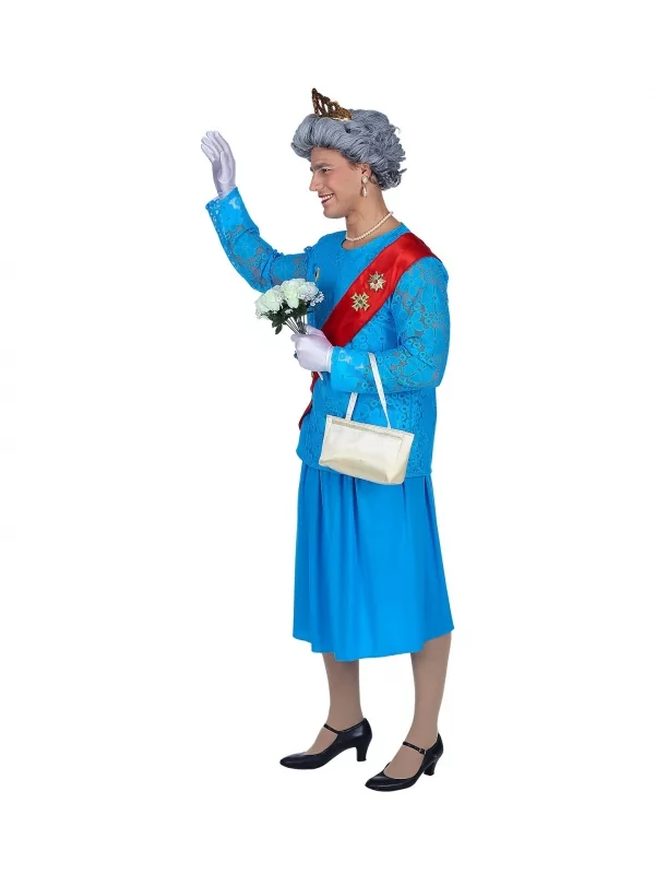 WIDMANN Déguisement Reine Elisabeth Homme (haut, Jupe, L'écharpe, Gants, Couronne, Sac A Main) 2 WIDMANN Déguisement Reine Elisabeth Homme (haut, Jupe, L'écharpe, Gants, Couronne, Sac A Main) – Image 2