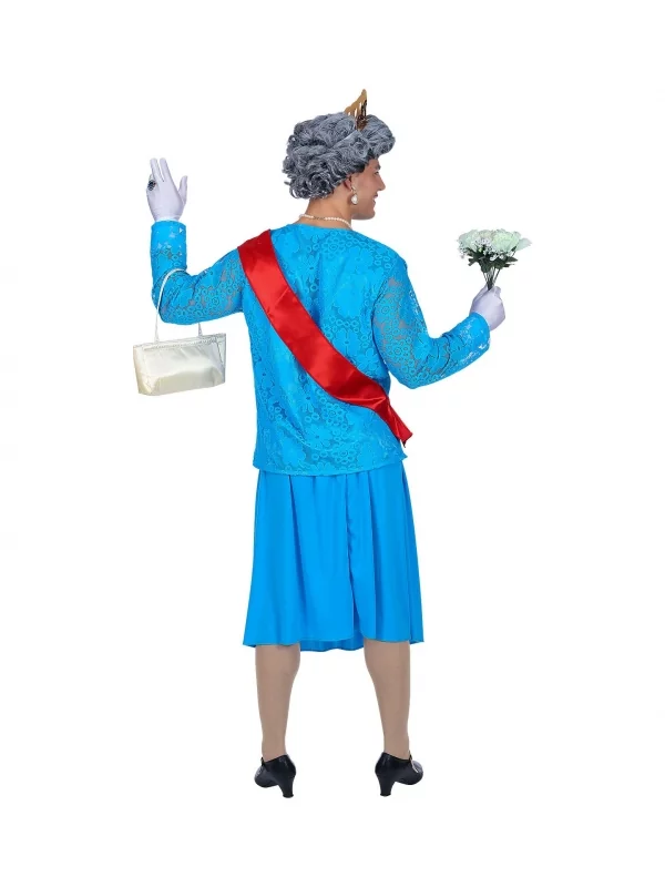WIDMANN Déguisement Reine Elisabeth Homme (haut, Jupe, L'écharpe, Gants, Couronne, Sac A Main) 3 WIDMANN Déguisement Reine Elisabeth Homme (haut, Jupe, L'écharpe, Gants, Couronne, Sac A Main) – Image 3