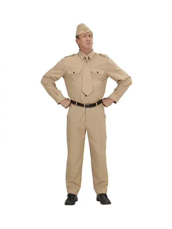 WIDMANN Déguisement Soldat WW2 Homme (chemise, Pantalon, Cravate, Chapeau) 2 WIDMANN Déguisement Soldat WW2 Homme (chemise, Pantalon, Cravate, Chapeau) – Image 2