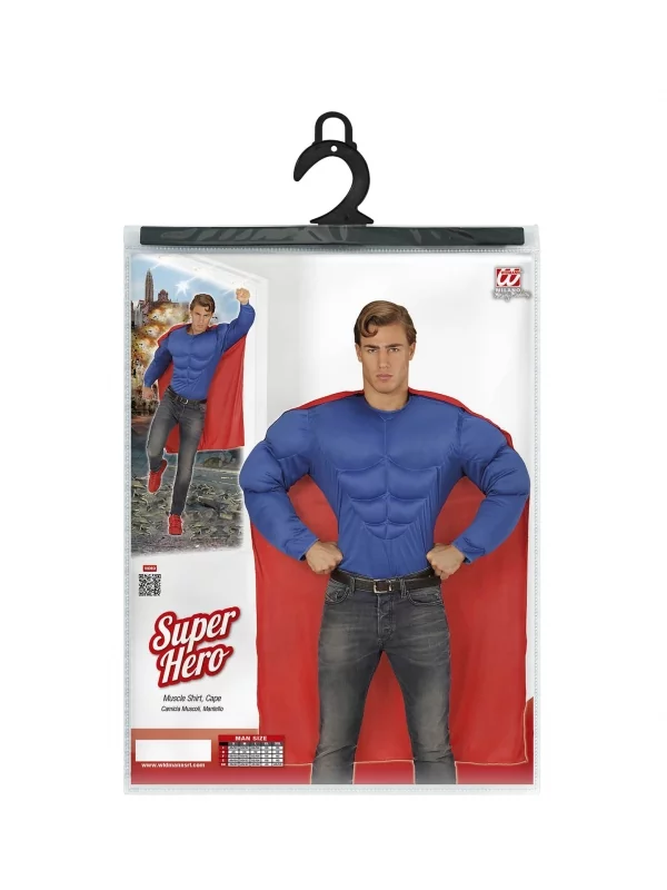 WIDMANN Déguisement Super Héros Musclé Homme (chemise Muscles, Cape) 6 WIDMANN Déguisement Super Héros Musclé Homme (chemise Muscles, Cape) – Image 6