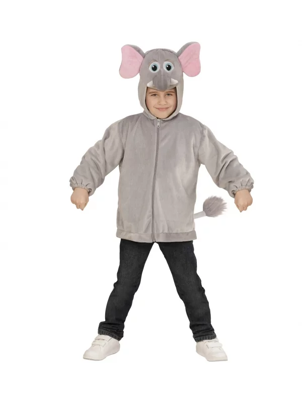 WIDMANN Déguisement Veste Peluche à Capuche Avec Tête D'éléphant 1 WIDMANN Déguisement Veste Peluche à Capuche Avec Tête D'éléphant
