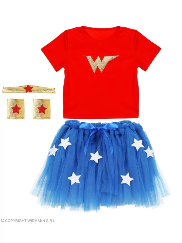 WIDMANN Déguisement Wonder Girl Fillette - 3/4 Ans (maillot, Tutu, Bandeau Et Bracelets) 2 WIDMANN Déguisement Wonder Girl Fillette - 3/4 Ans (maillot, Tutu, Bandeau Et Bracelets) – Image 2
