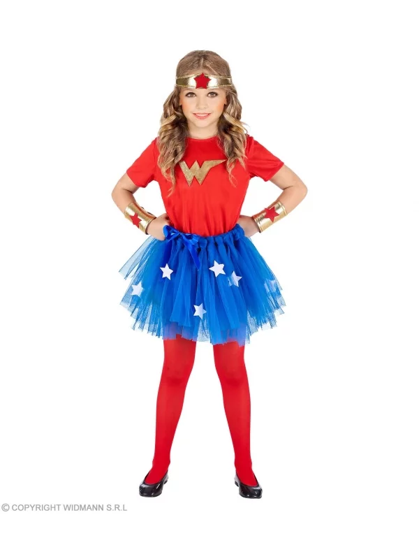 WIDMANN Déguisement Wonder Girl Fillette - 3/4 Ans (maillot, Tutu, Bandeau Et Bracelets) 1 WIDMANN Déguisement Wonder Girl Fillette - 3/4 Ans (maillot, Tutu, Bandeau Et Bracelets)