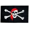 WIDMANN Drapeau De Pirate En Tissu 130 X 80 Cm - Tête De Mort Avec Bandana Rouge