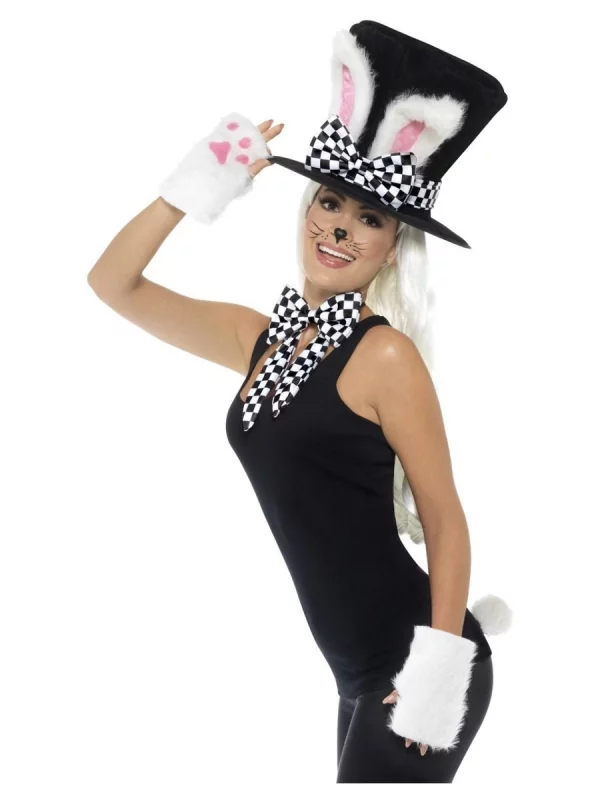 Smiffys Kit Lapin Noir Et Blanc (haut De Forme Avec Oreilles De Lapin, Gants, Noeud-papillon Et Queue) 3 Smiffys Kit Lapin Noir Et Blanc (haut De Forme Avec Oreilles De Lapin, Gants, Noeud-papillon Et Queue) – Image 3