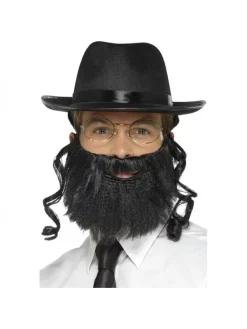 Smiffys Kit Rabbin Adulte (chapeau Avec Cheveux Attachés, Barbe Et Lunettes)