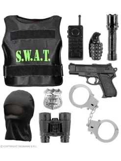 WIDMANN Kit SWAT (gilet Pare-balles, Insigne, Pistolet, Menottes, Radio, Lampe-torche, Grenade, Jumelles)