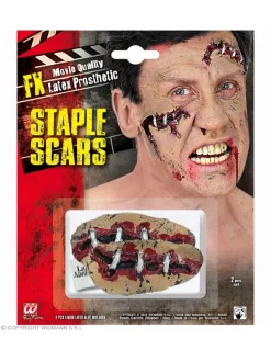 WIDMANN Lot De Deux Prothèses En Latex FX - Cicatrices Avec Agrafes -WIDMANN Soldes lot de deux protheses en latex fx cicatrices avec agrafes 1