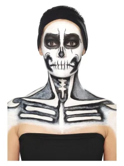 Smiffys Maquillage Squelette (pot Noir Et Blanc, 29.57 Ml Et éponges) -WIDMANN Soldes maquillage squelette pot noir et blanc 2957 ml et eponges 3