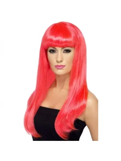 Smiffys Perruque Babelicious Rose Fluo