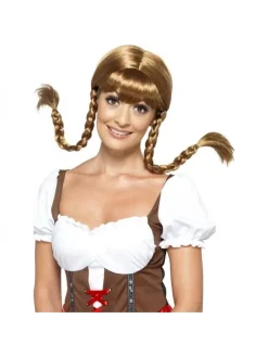 Smiffys Perruque Bavaroise Châtain Avec Couettes