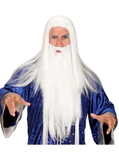 Perruque De Magicien Avec Barbe Blanche