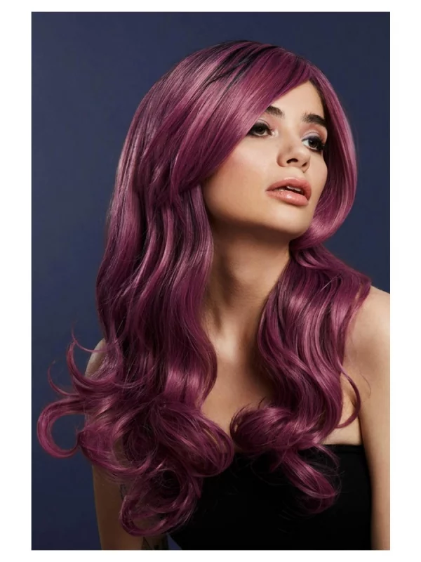 Smiffys Perruque Fever Khloe, Mauve, Cheveux Longs, 66 Cm 1 Smiffys Perruque Fever Khloe, Mauve, Cheveux Longs, 66 Cm