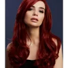 Smiffys Perruque Fever Khloe, Rouge Bordeaux, Cheveux Longs,66 Cm