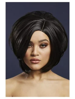 Smiffys Perruque Fever Savanna, Noire, 30cm