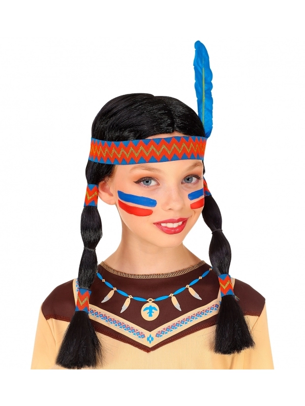 WIDMANN Perruque Indienne à Plumes Pour Fille 1 WIDMANN Perruque Indienne à Plumes Pour Fille