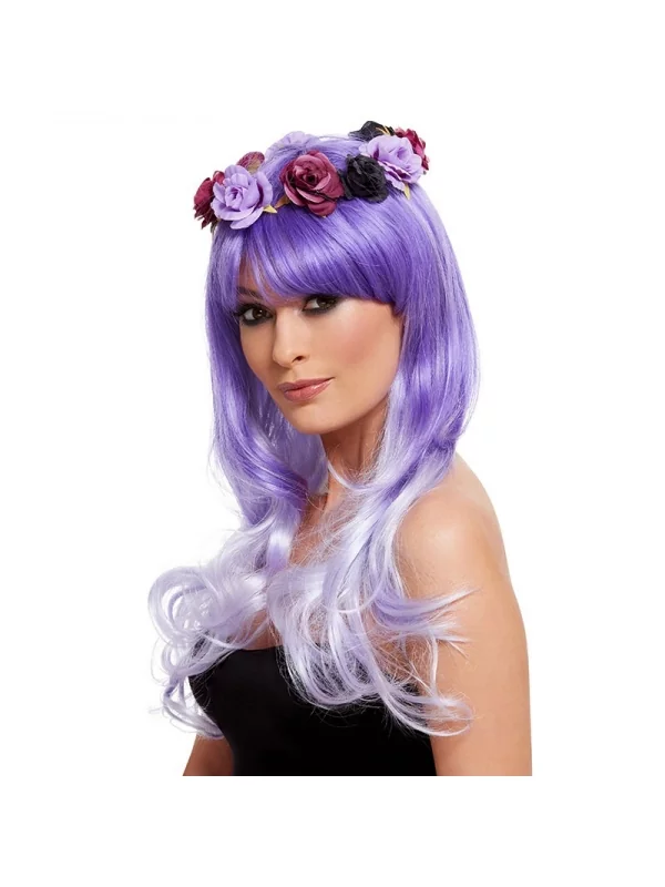 Smiffys Perruque Jours Des Morts Avec Fleurs 1 Smiffys Perruque Jours Des Morts Avec Fleurs