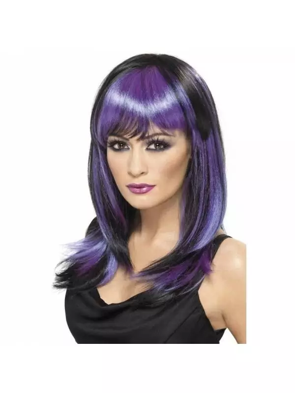 Smiffys Perruque Sorcière Glamour Noir Et Violet 1 Smiffys Perruque Sorcière Glamour Noir Et Violet