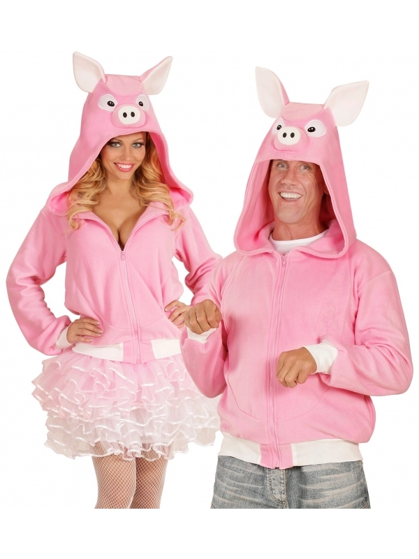 WIDMANN Polaire Avec Capuche Tête De Cochon Pour Adulte 1 WIDMANN Polaire Avec Capuche Tête De Cochon Pour Adulte