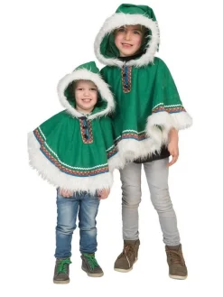Poncho Inuit Vert Avec Capuche Et Fourrure Blanche - Femme -WIDMANN Soldes poncho inuit vert avec capuche et fourrure blanche femme 2