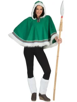 Poncho Inuit Vert Avec Capuche Et Fourrure Blanche - Homme 6 Poncho Inuit Vert Avec Capuche Et Fourrure Blanche - Homme -WIDMANN Soldes poncho inuit vert avec capuche et fourrure blanche homme 2