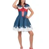 Robe Country Femme, Bleu, Blanc, Rouge