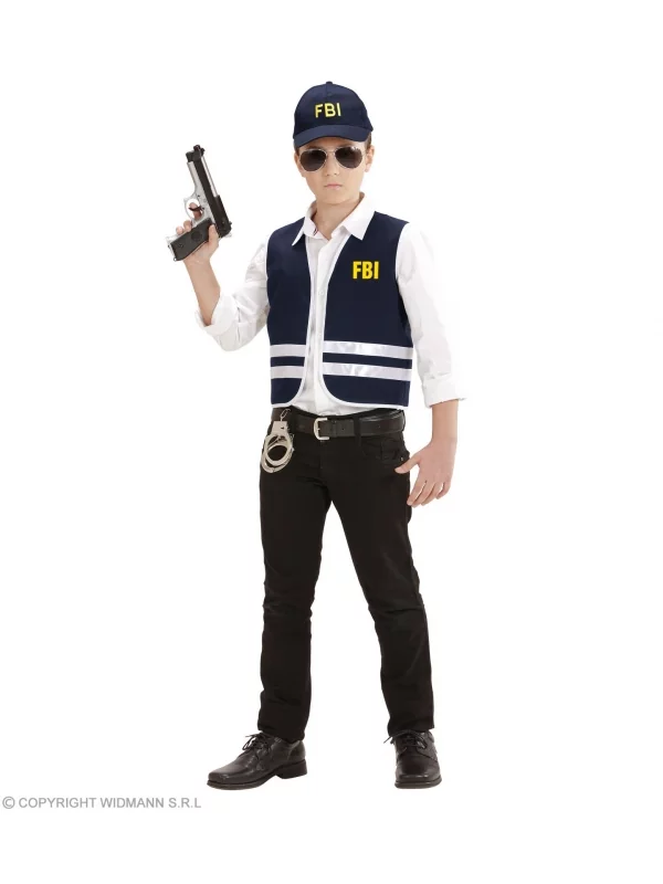 WIDMANN Set Agent Du FBI Enfant (gilet, Casquette) 4 WIDMANN Set Agent Du FBI Enfant (gilet, Casquette) – Image 4