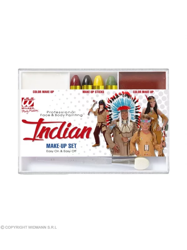 WIDMANN Set Maquillage Indien (4 Crayons Blanc, Rouge Indien, Vert, Jaune) 1 WIDMANN Set Maquillage Indien (4 Crayons Blanc, Rouge Indien, Vert, Jaune)