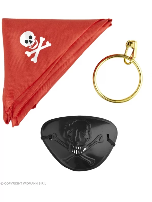 WIDMANN Set Pirate (bandana, Cache-oeil, Boucle D'oreille) 1 WIDMANN Set Pirate (bandana, Cache-oeil, Boucle D'oreille)