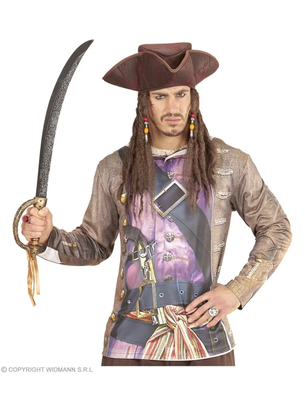 WIDMANN Tricorne Pirate Simili Cuir Avec Cheveux 3 WIDMANN Tricorne Pirate Simili Cuir Avec Cheveux – Image 3