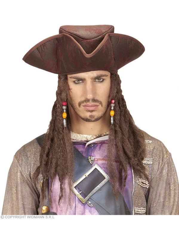 WIDMANN Tricorne Pirate Simili Cuir Avec Cheveux 1 WIDMANN Tricorne Pirate Simili Cuir Avec Cheveux