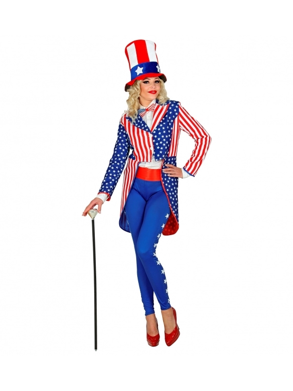 WIDMANN Veste Queue De Pie Femme, Couleurs Drapeau USA 2 WIDMANN Veste Queue De Pie Femme, Couleurs Drapeau USA – Image 2