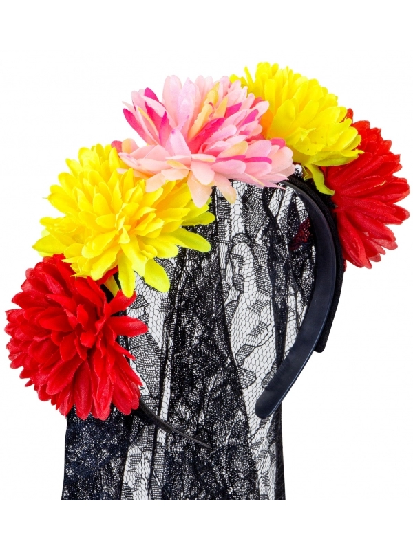 WIDMANN Voile Avec Fleurs Jour Des Morts Femme 2 WIDMANN Voile Avec Fleurs Jour Des Morts Femme – Image 2