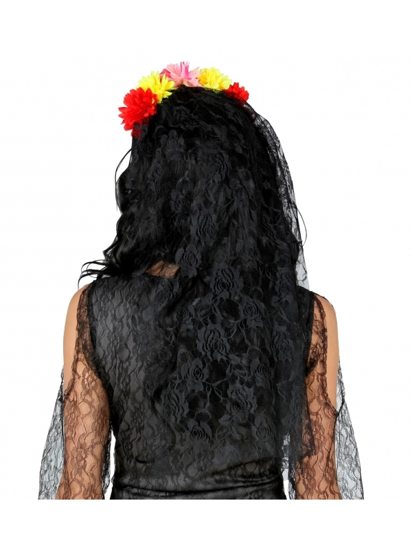 WIDMANN Voile Avec Fleurs Jour Des Morts Femme 3 WIDMANN Voile Avec Fleurs Jour Des Morts Femme – Image 3