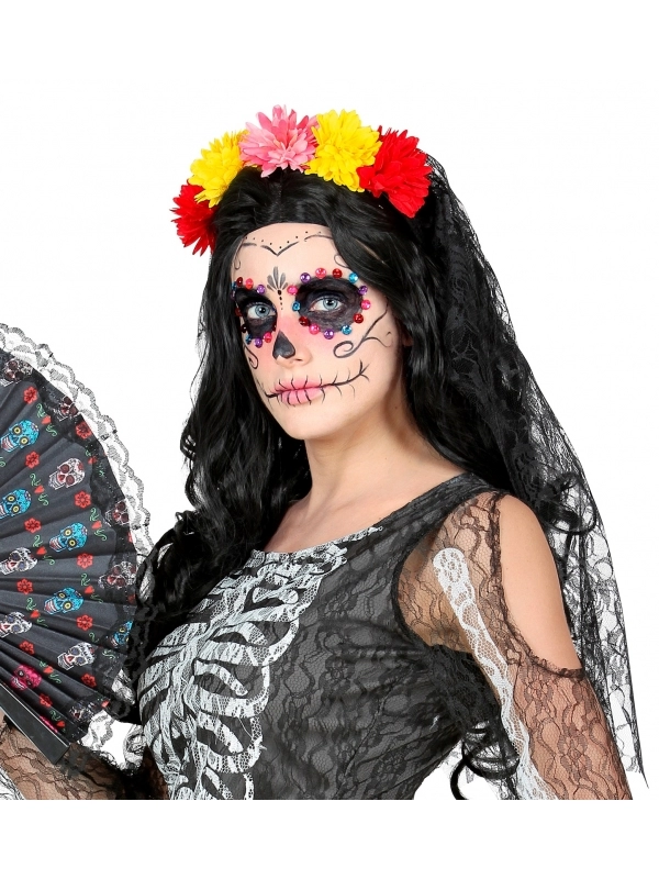 WIDMANN Voile Avec Fleurs Jour Des Morts Femme 1 WIDMANN Voile Avec Fleurs Jour Des Morts Femme